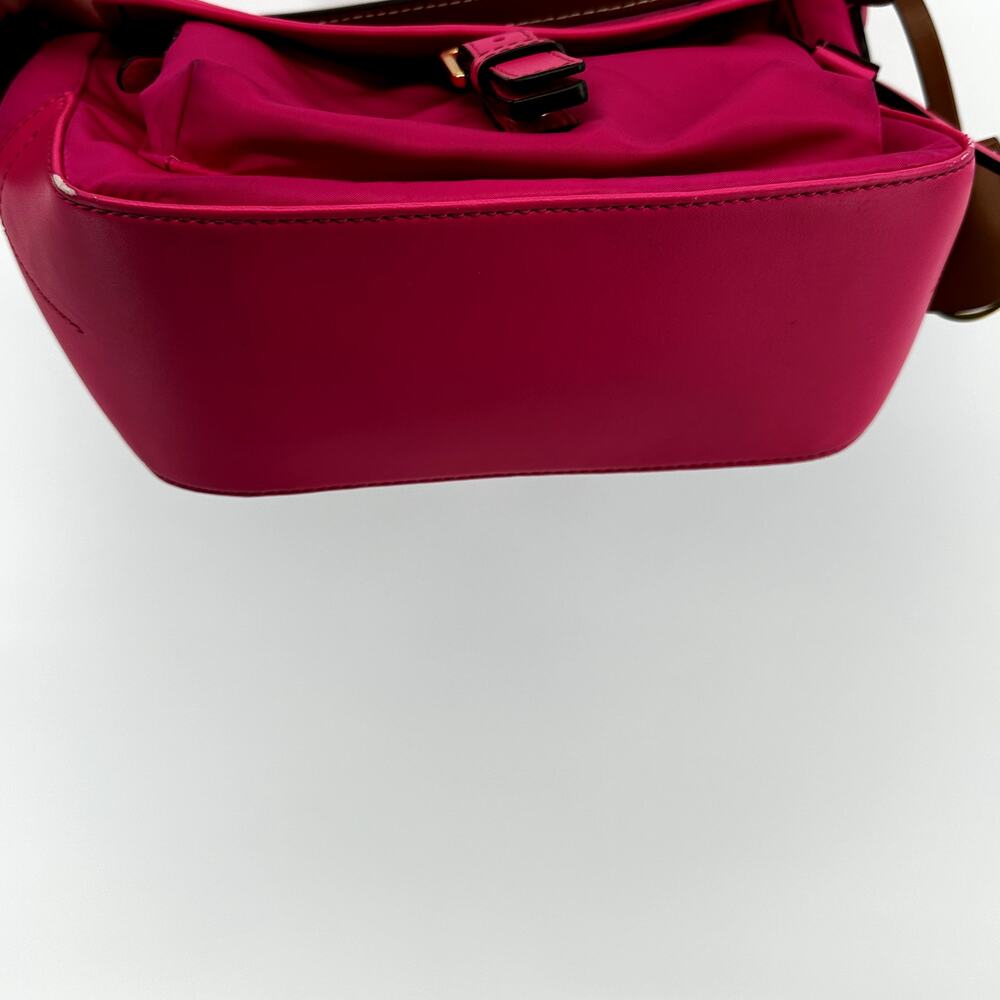 Tory Burch Perry Nylon Crossbody Bag Logo Charm Strap Leather Trim Pink One Size - Picture 10 of 10